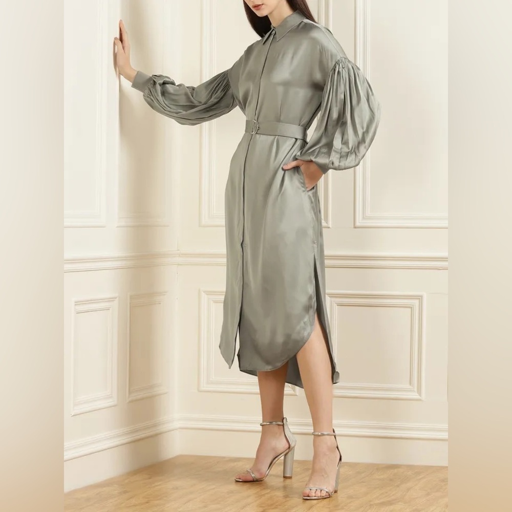 Ted Baker Light Olive Belted Dress with Pockets – New Without Tags - Picture 1 of 11